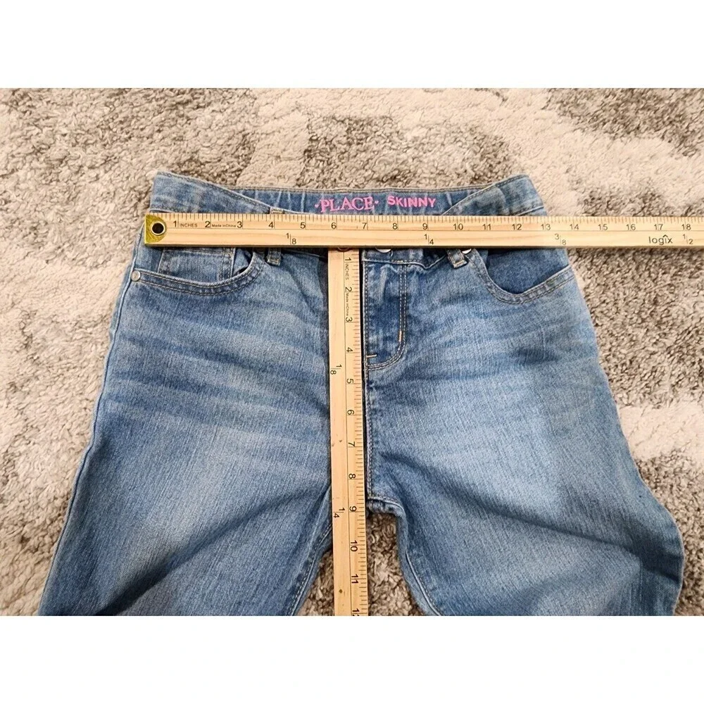 THE CHILDRENS PLACE GIRLS BLUE JEANS SKINNY SIZE 14 Light Wash Adjustable Waist